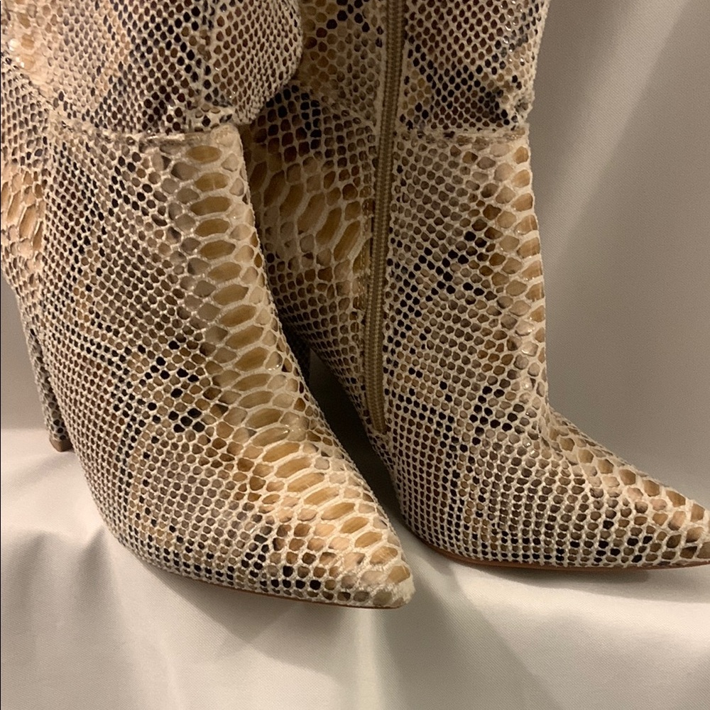 Chic Snakeskin Heeled Boots - Picture 6 of 7